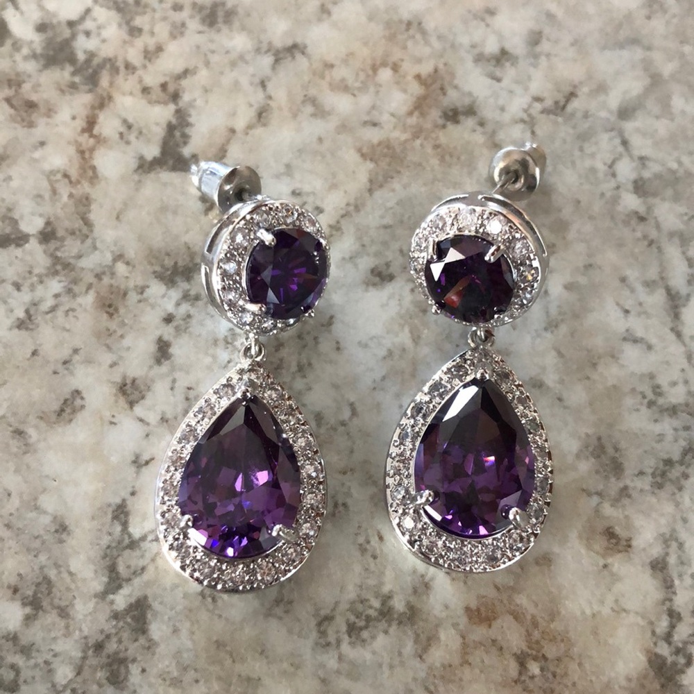 Purple Teardrop Earrings